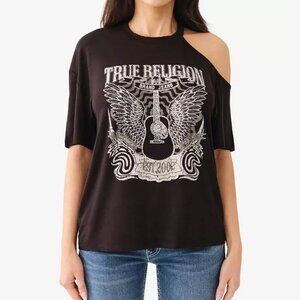 NWT True Religion Women's Crystal Cold Shoulder Band Tee (L)